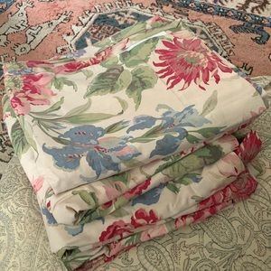 4 panels pottery barn floral linen cotton drapes 50x108